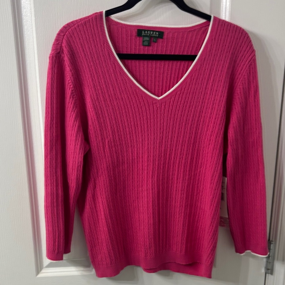Lauren Ralph Lauren Fuchsia V-Neck Sweater